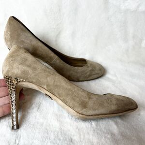 Tory Burch Tan Suede Pumps Snakeskin Stiletto Heels Women’s Sz 6M